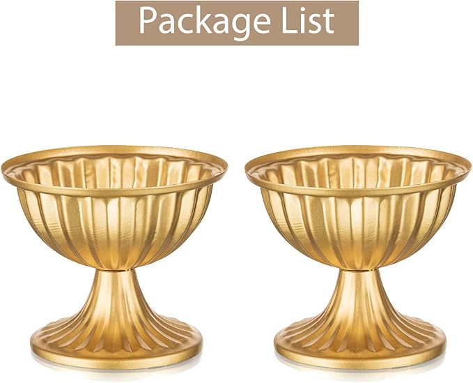 Sziqiqi Mini Gold Flower Arrangement Pots for Centerpiece Table Decorations Metal Vase Urn Planter Decor for Home Wedding Party Christmas (3.7IN-2PCS, Gold)