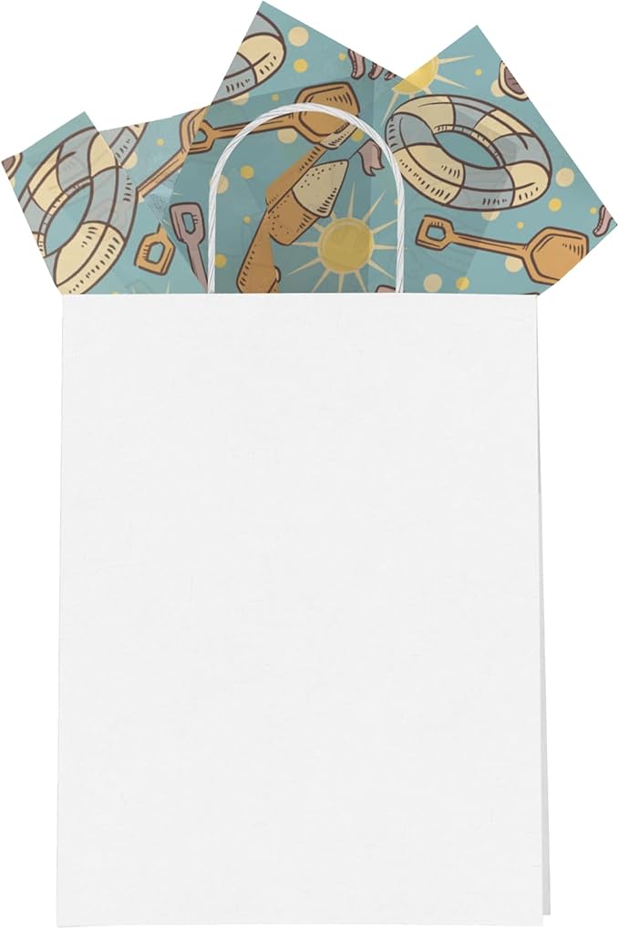 Pro Supply Global Beach Fun Printed Tissue Paper for Gift Bags or Boxes and Wrapping - Summer Bulk Decorative Art Tissue Paper for Packaging and Gifting | 24 Sheets 20" x 30"
