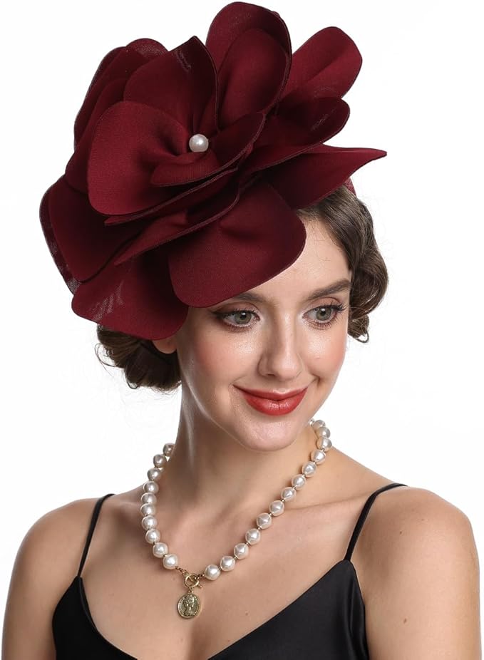 Feather Fascinator for Women - Vintage with Headband and Clip Tea Party Headwear