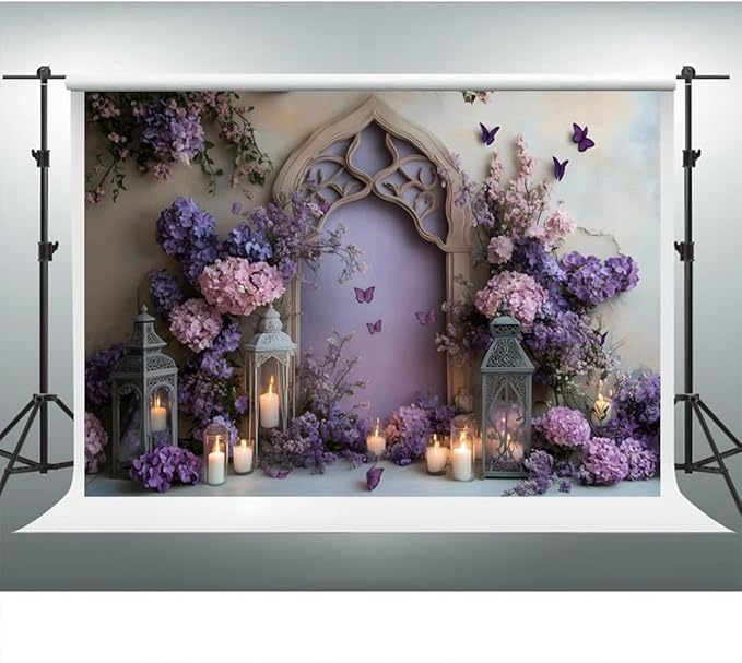 YongFoto Elegant Flower Wall Backdrop 10x8ft Floral Butterfly Candle Photography Background Baby Bridal Shower Wedding Girl Birthday Party Banner Room Decor Portrait Photoshoot Wallpaper Photo Booth