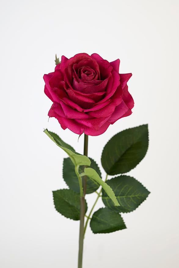 Real Touch Artificial Roses 6pcs, Floyd Roses,17.3”Faux Silk Roses Bouquet for Home Decor, Wedding Centerpieces, Romantic Gifts & Party Arrangements, Fuchsia Realistic Flowers (Fuchsia)