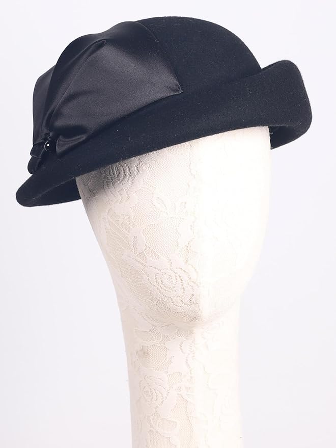 Women Wool Felt Ribbon French Fashion Vintage Millinery Beret Hats Top Cap Ladies Party Wedding Fedoras Chapeau