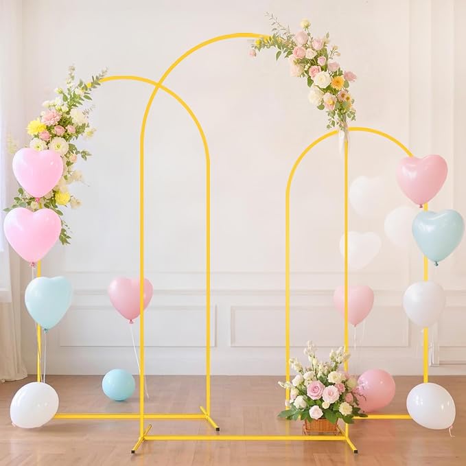 FUHSY Metal Arch Backdrop Stand and Cover Set - 6FT, 6.6FT, 7.2FT - Black - Wedding, Baby Shower, Party - Metal & Spandex