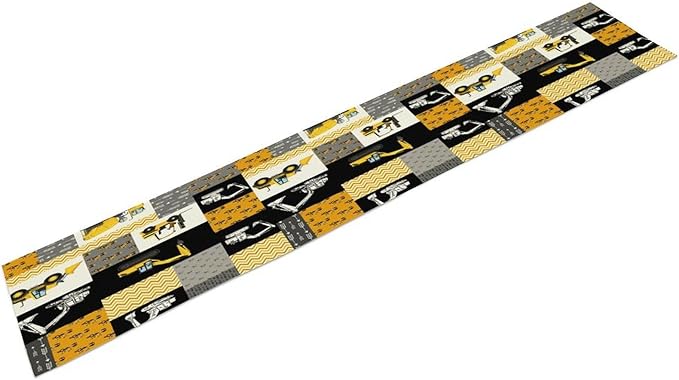 Excavator Table Runner,Boys Kids Construction Vehicles Equipment Trucks Cartoon Car Tablecloth Burlap for Hotel Indoors Outdoor Dining Room Kitchen Holiday Party, 13x36in