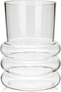 Clear Glass Flower Vase, 7" x 4.7" Thickened Hydroponic Flower Vase Transparent Modern Geometric Glass Vase for Home Living Room Wedding Centerpieces Office Table Decor