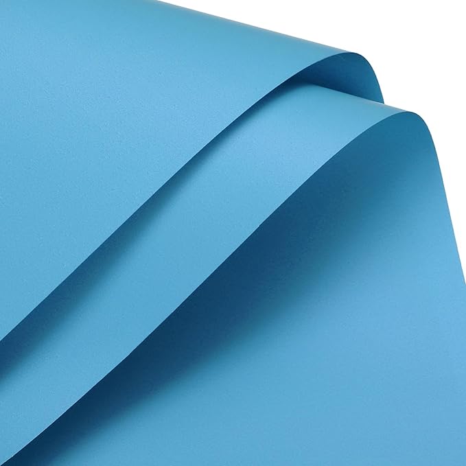 MECCANIXITY Pearlescent Film Flower Wrapping Paper 22.8x22.8 Inch Waterproof for DIY Crafts, Gift/Gift Box Packaging Lake Blue Pack of 10
