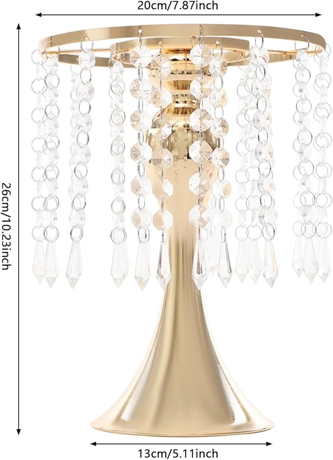 Flower Stand Vase, 10 Pcs Glam Crystal Wedding Reception Decorations with Sparkling Beads Table Center Display Flower Arrangement Flower Stand Metal Vase for Event Party Decor (Gold, H:10.23in)