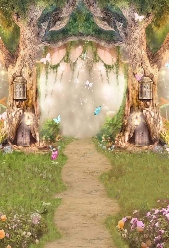 Leowefowa 3x5ft Vinyl 1st Birthday Backdrop Fairy Tale Forest Enchanted Flower Baby Shower Photo Background for Birthday Party Photoshoot Newborn Baby Kids Children Studio Props Photography Backdrops