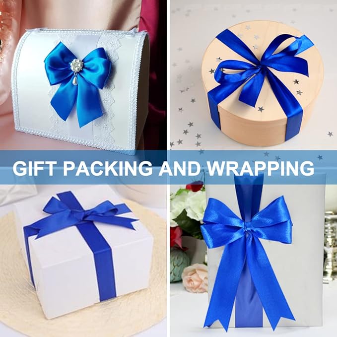TONIFUL Royal Blue Satin Ribbon 1 Inch X 25yds Solid Silk Ribbons for Gift Wrapping, Craft, Floral Bouquets, Valentine's Day Christmas Gift Wrapping, Party Wedding Decoration