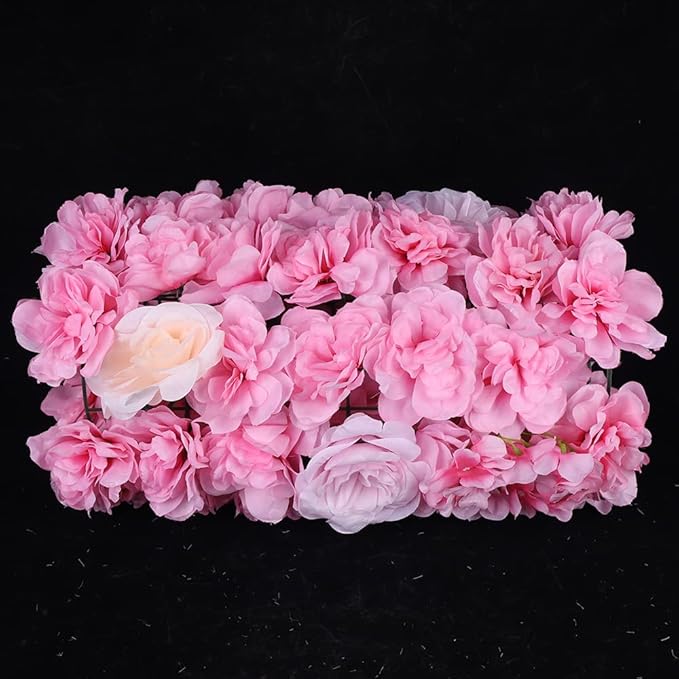 LOYALHEARTDY 15 Pack Artificial Flower Wall Panels 24" x 16" Pink&White Faux Hydrangea and Rose Artificial Flower Backdrop Panels for Wedding Party Event Flower Wall Decor