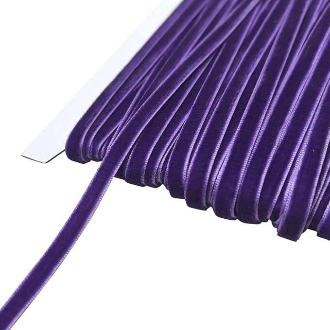 Chenkou Craft Violet 25 Yards 1/4" Velvet Ribbon Lots Bulk (Violet, 1/4"(6mm))