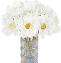 INSUNX 5 Bouquet Cosmos Artificial Flowers White Fake Daisy Flowers 15Pcs Faux Wildflowers Silk Flowers for Wedding Garden Home Party Table Centerpieces Cake Decor (White)
