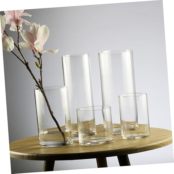 STOBAZA Transparent Glass Cylinder Flower Vase for Indoor Decoration Floral Arrangement Container Elegant Centerpieces for Home Wedding Table Display