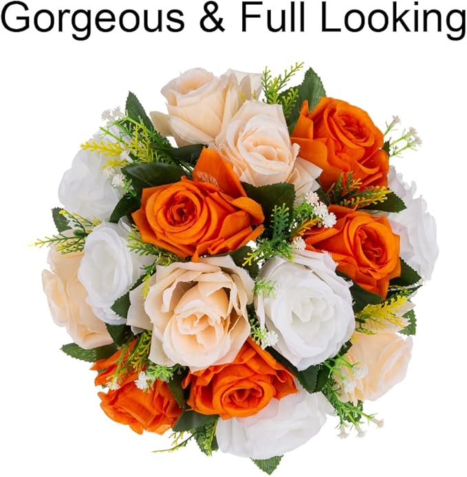 Flower Centerpieces for Wedding Tables: Wedding Table Decorations Orange Flower Balls Centerpieces for Engagement Cerebration Party Center Pieces 10 Packs