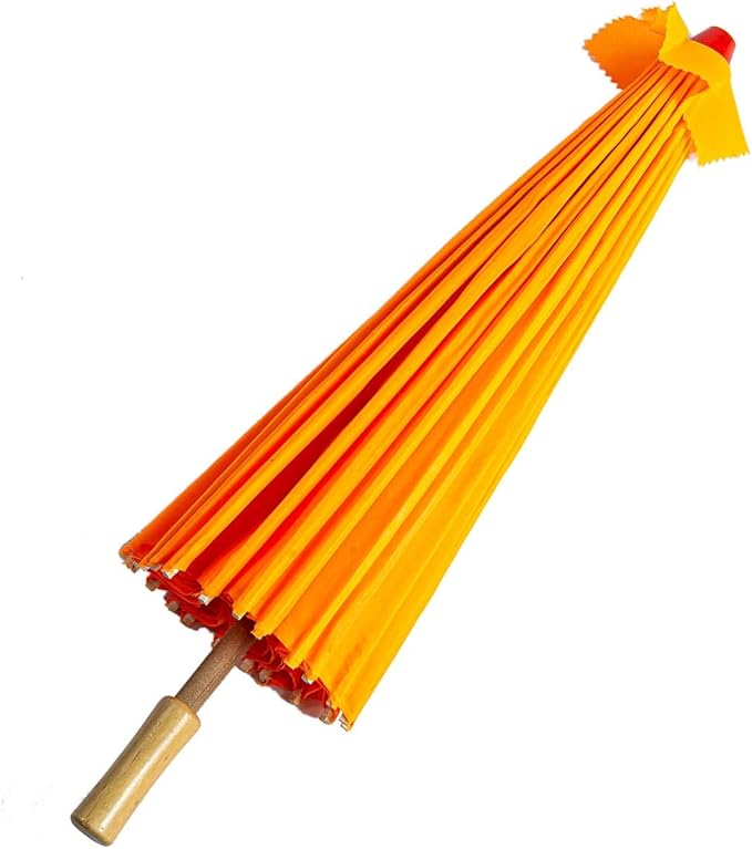 THY COLLECTIBLES 33" Japanese Chinese Umbrella Parasol for Wedding Parties, Photography, Costumes, Cosplay, Decoration and Other Events - Solid Color (Orange)