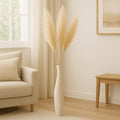Leewadee Large White Home Decor Floor Vase - Wooden 26 inch Tall Farmhouse Decor Flower Holder for Fake Plant and Pampas Grass