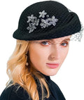 Women Wool Felt Ribbon French Fashion Vintage Millinery Beret Hats Top Cap Ladies Party Wedding Fedoras Chapeau