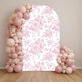 Arch Backdrop Cover Baby in Bloom Baby Shower Arch Stand Spandex Fabric Cover Blue Flowers Floral Pink Bows Girls Birthday Party Baptism Decorations (2.2X5ft,G-4029)
