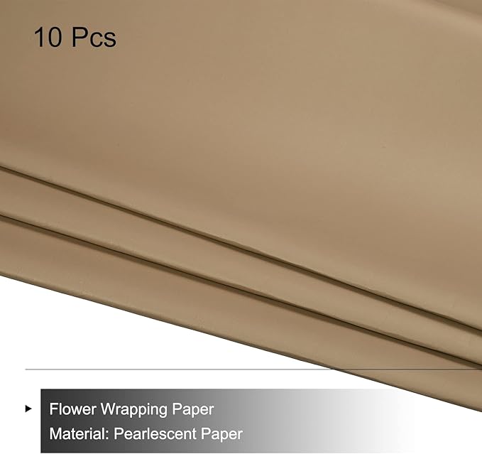 MECCANIXITY 10 Pcs Flower Wrapping Paper 22.8x22.8 Inch Waterproof Florists Wrapping Paper for Florist Bouquet Supplies, DIY Crafts, Gift/Gift Box Packaging Brown