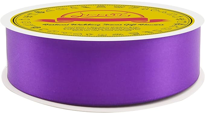 Double Face Purple Satin Ribbon 1-1/2 inch X 50 Yards Polyester Purple Ribbon for Gift Wrapping Very Suitable for Weddings Party Invitation Decorations and More