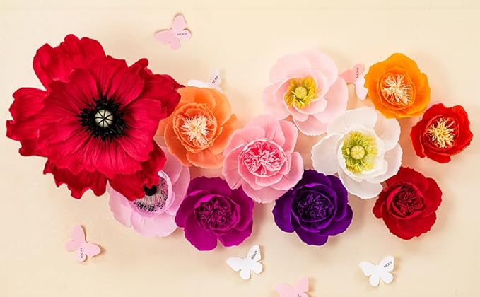 Paper Flowers Decorations for Wall - Flower Wall Decorations - Large Flowers Decorations for Wedding Wall Room Decoration Bridal Shower Baby Shower (6, Pink)