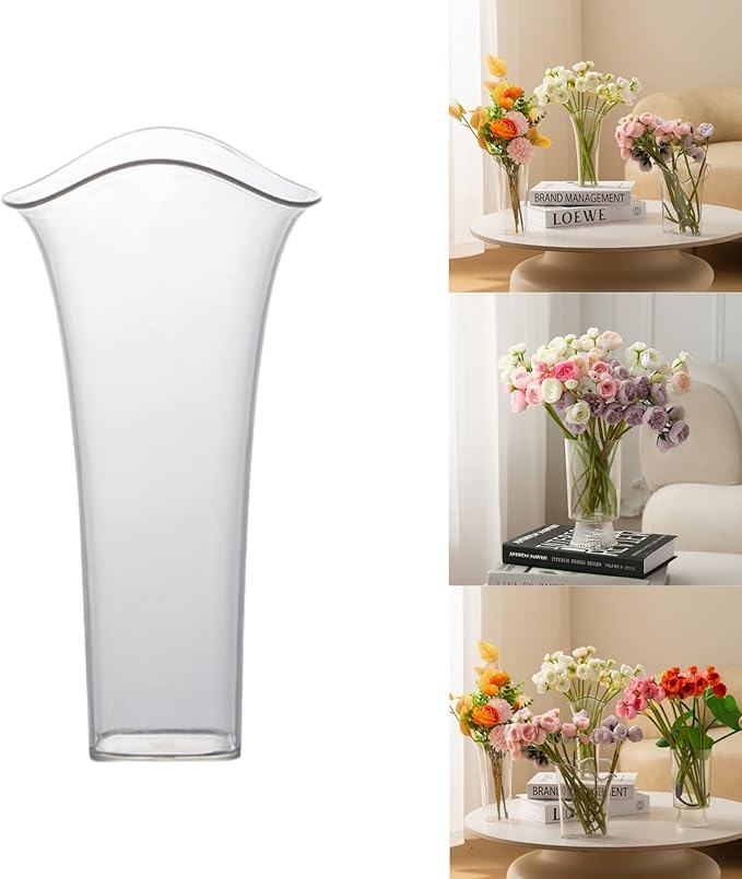 Clear Acrylic Hourglass Vase,Modern Transparent Decorative Centerpiece for Flowers,Non-Breakable Lightweight Plastic Bouquet Vase for Dining Table,Office,Bedroom,and Living Room Home Decor