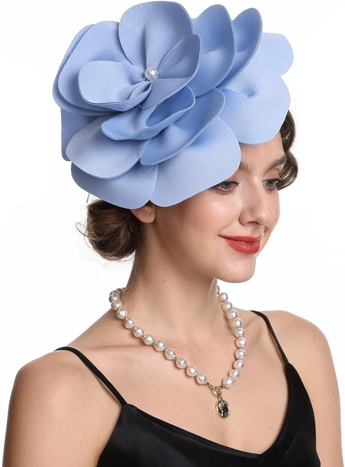 Feather Fascinator for Women - Vintage with Headband and Clip Tea Party Headwear