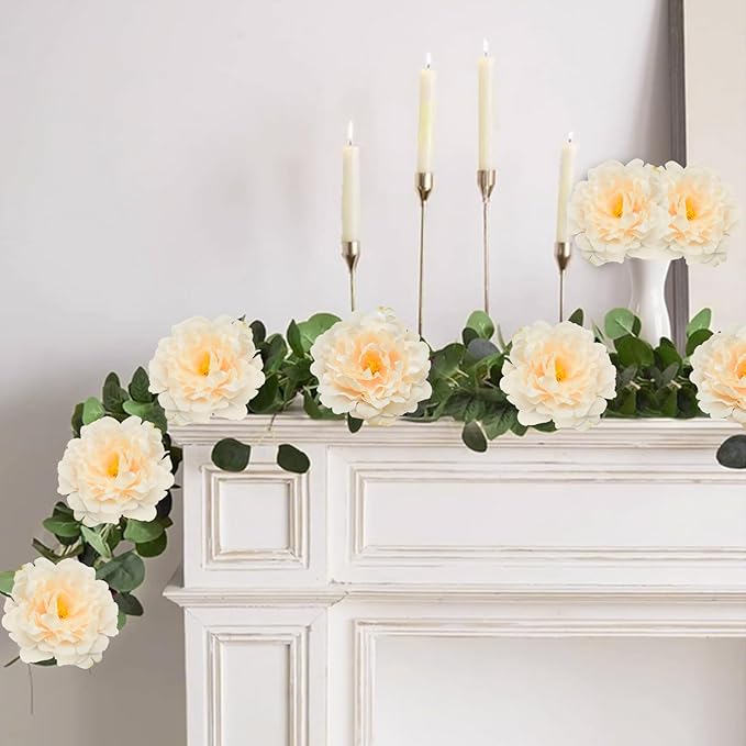 20pcs 5" Artificial Flower Peonies, Silk Peonies with 6" Stems, Flowers Suitable for Wedding Bouquets, Home Party Decoration (Nude)