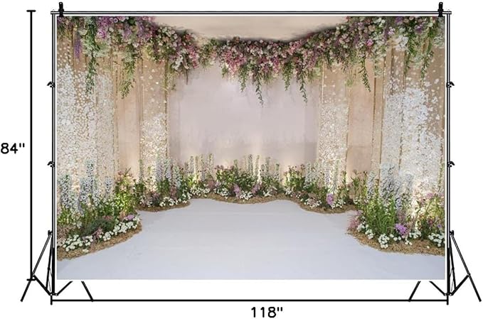 AOFOTO 10x7ft Wedding Backdrop Romance Archway Bridal Shower Flowers Wall Curtain Cradle Ceremony Banner Background for Photography Vinyl Anniversary Birthday Party Decoration Photoshoot Studio Props