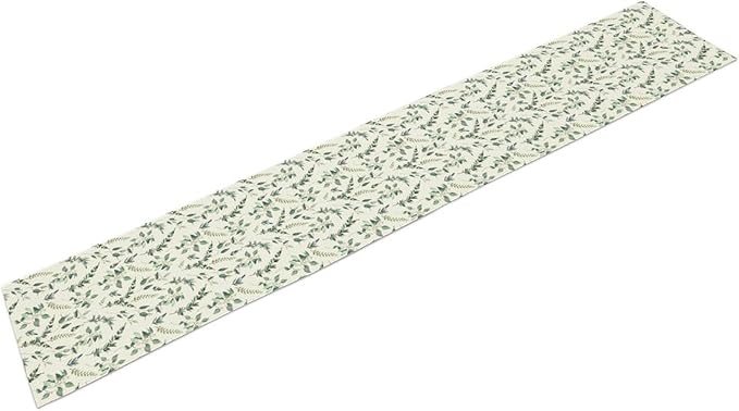 Watercolor Leaf Table Runner, Green Botanical Leaves Nature Decor Table Runner for Kitchen Dining Party Picnic Decoration, 13x120 Inch