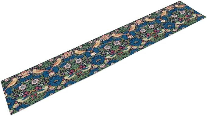 William Morris Floral Table Runner, Vintage Flowers Blue Botanical Printed Table Runner for Home Kitchen Dining Table Decoration,13x70 Inch