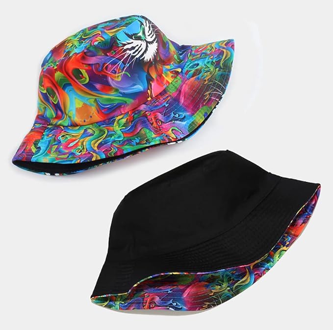 Malaxlx Unisex Bucket Hat Beach Sun Hat Aesthetic Fishing Hat for Men Women Teens, Reversible Double-Side-Wear
