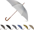 Totes Eco Auto Open Umbrella Classic Wooden J Stick Handle with Easy Grip - Windproof, Rainproof and Durable Canopy Design – Versatile Travel, Perfect for Rainy Days