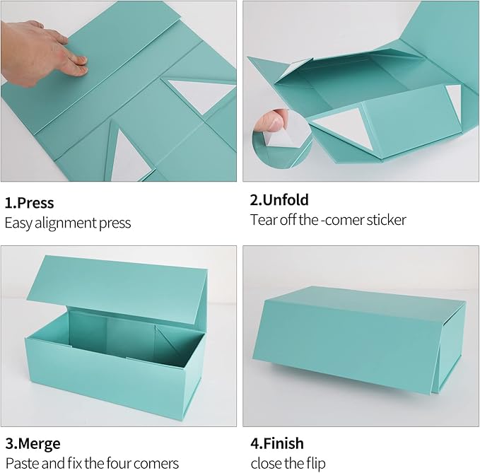 Light Blue Gift Box with Magnetic Closure Lid 10" X 6" X 3" Gift Boxe for Presents,Luxury for Gift Packaging, Bridesmaid Gifts Boxes,Birthday Gift Box