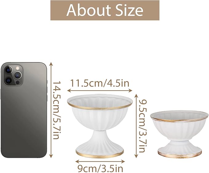 Sziqiqi Mini White Flower Arrangement Pots for Centerpiece Table Decorations Metal Vase Urn Planter Decor for Home Wedding Party Christmas (3.7IN-10PCS, White)
