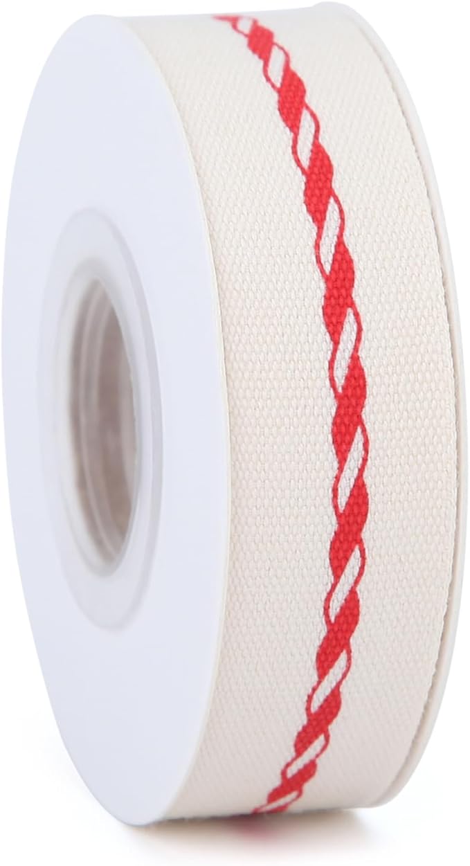 4 Rolls 20 Yards 5/8 Inch Christmas Candy Peppermint Ribbon Red and White Stripe Cotton Ribbons for Gift Wrapping, Wreath,Tree Decoration, Outdoor Deco (Red)