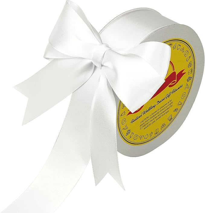 Double Face White Satin Ribbon 1-1/2 inch X 50 Yards Polyester White Ribbon for Gift Wrapping Very Suitable for Weddings Party Hair Bow Invitation Decorations and More