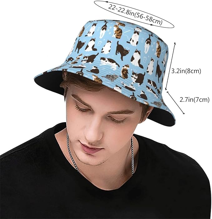 Cartoon Bucket Hat Summer Beach Travel Sun Hat Packable Fisherman Cap for Men Women
