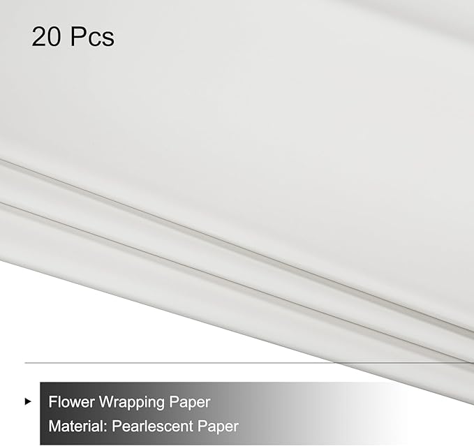 MECCANIXITY Pearlescent Film Flower Wrapping Paper 22.8x22.8 Inch Waterproof for DIY Crafts, Gift/Gift Box Packaging Pure Gray Pack of 20