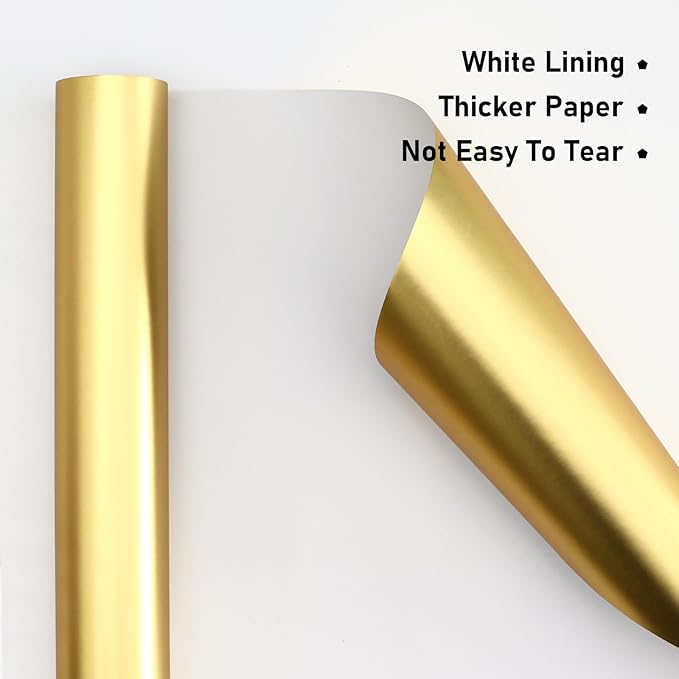 NESCCI Matte Metal Wrapping Paper, Solid Color Paper-2 Roll,17 Inches X 32.8 Feet Per Roll,Gift Wrapping Paper,Perfect for Wedding,Valentine's Day, Birthday,Baby Shower