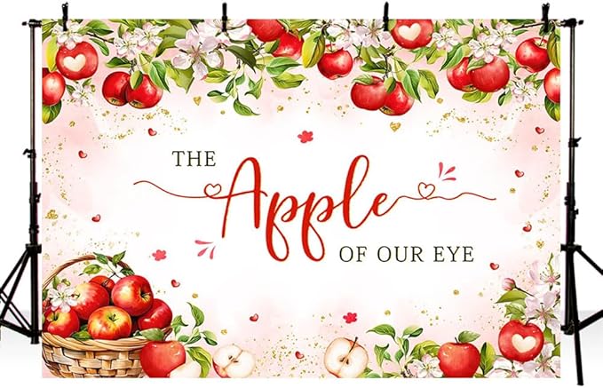 MEHOFOND Fall Apple Baby Shower Photography Backdrop - Apple of Our Eye - Baby Shower Decorations - Autumn Floral Princess - 7x5ft