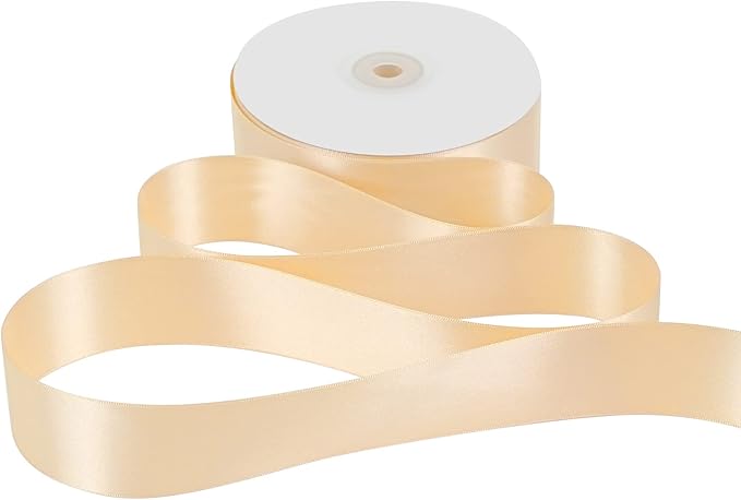 MEEDEE Champagne Satin Ribbon 1-1/2 Inch Champagne Ribbon Lux Double Faced Satin Ribbons by 50 Yards Polyester Satin Ribbons for Crafts, Wedding, Flower Bouquet, Holiday Decorating