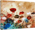 Wieco Art Blooming Poppies Canvas Prints Wall Art Colorful Flowers Pictures Paintings for Living Room Bedroom Bathroom Home Decorations Modern Stretched and Framed Pretty Floral Giclee Artwork