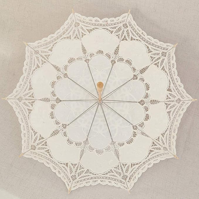 Lace Parasol Umbrella Vintage Wedding Bridal Lace Umbrella for Decoration Photo Tea Party 32 Inch Adult Size