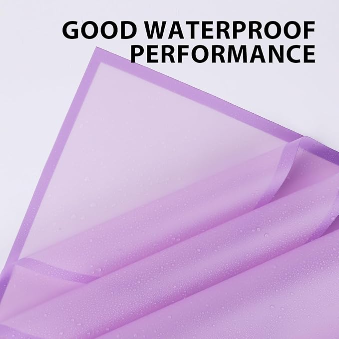 FUHITIM 20 Sheets Flower Wrapping Paper - Waterproof Floral Bouquet Packaging Paper for DIY Crafts，Florist Supplies Packaging Paper for Wedding Birthday Gift (Translucent Lilac Purple)