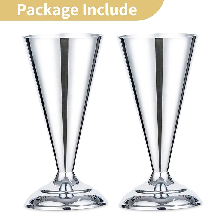 2 Pcs Tabletop Silver Metal Wedding Flower Trumpet Vase, 9.8 inch Table Decorative Centerpiece Artificial Flower Arrangements for Anniversary Ceremony Party Birthday Event Aisle Home Decoration