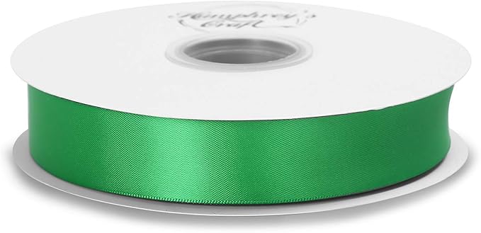 Humphrey's Craft 1 Inch Fern Green Double Faced Satin Ribbon - 50 Yards Variety of Color for Crafts Gift Wrapping Bows Bouquet Decoration Sewing Christmas Tree Wedding Invitation Card.