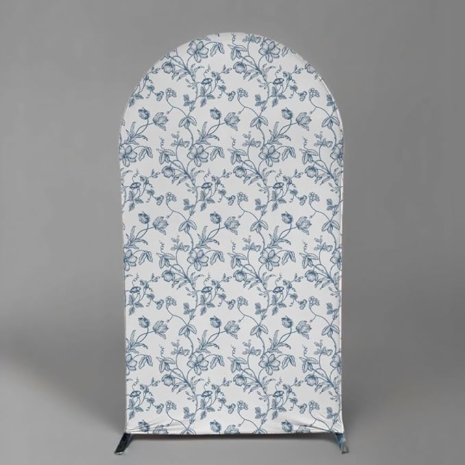 Something Blue Before I Do Arch Backdrop Cover Wedding Bridal Shower Bride to be Toile Party Arch Fabric Cover Blue Bloom Floral Baby Shower Decors (3X5ft,4285)