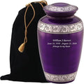 MEMORIALS 4U Custom Engraved Cremation Urn - Handcrafted Urn for Human Ashes - Affordable Urn for Ashes with Velvet Bag (Mulberry)