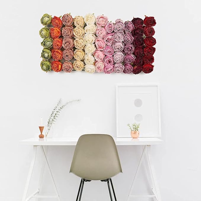 IPOPU White Roses Artificial Flowers Heads Bulk, 25pcs Vintage Dried Flowers Artificial Rose Heads Silk Fake Rose for Wedding Centerpieces for Dining Table Decor Wall Flowers Decorations (Off White)